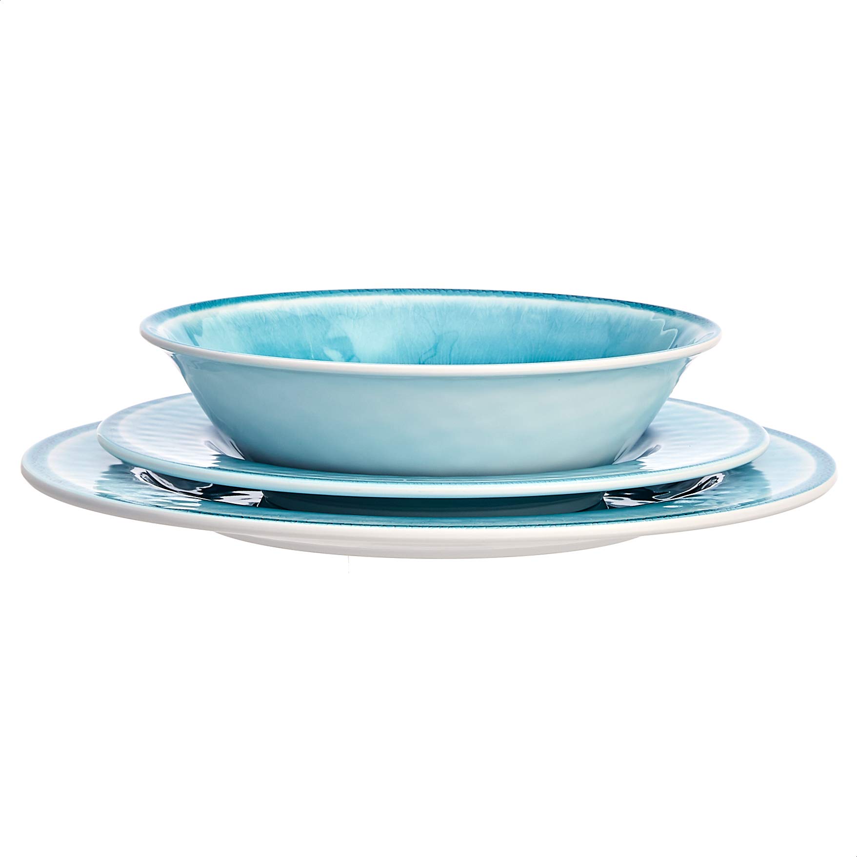 AmazonBasics 三聚氰胺餐具｜青綠裂紋・12件組 · 圖片 4