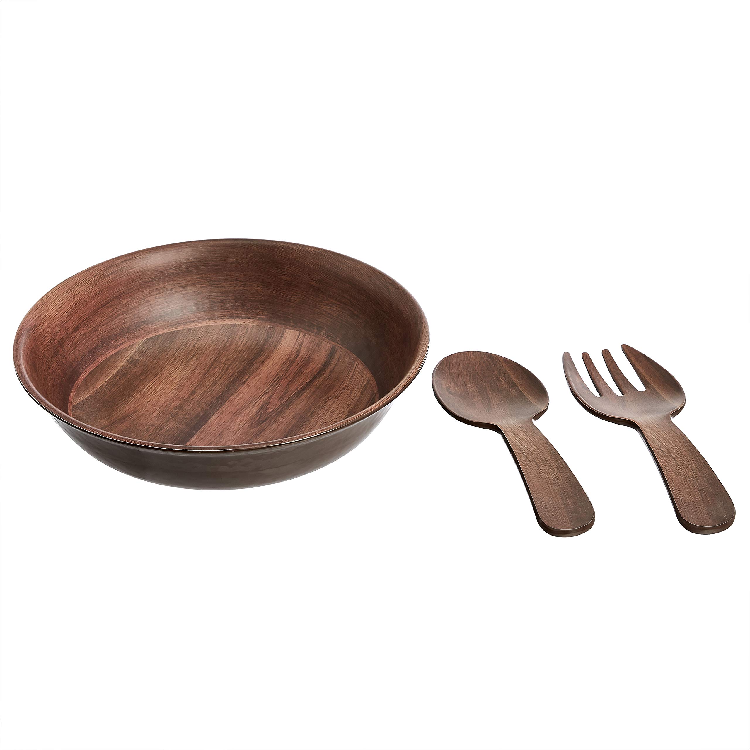 AmazonBasics 沙律上菜碗連餐具｜13.8吋・相思木紋