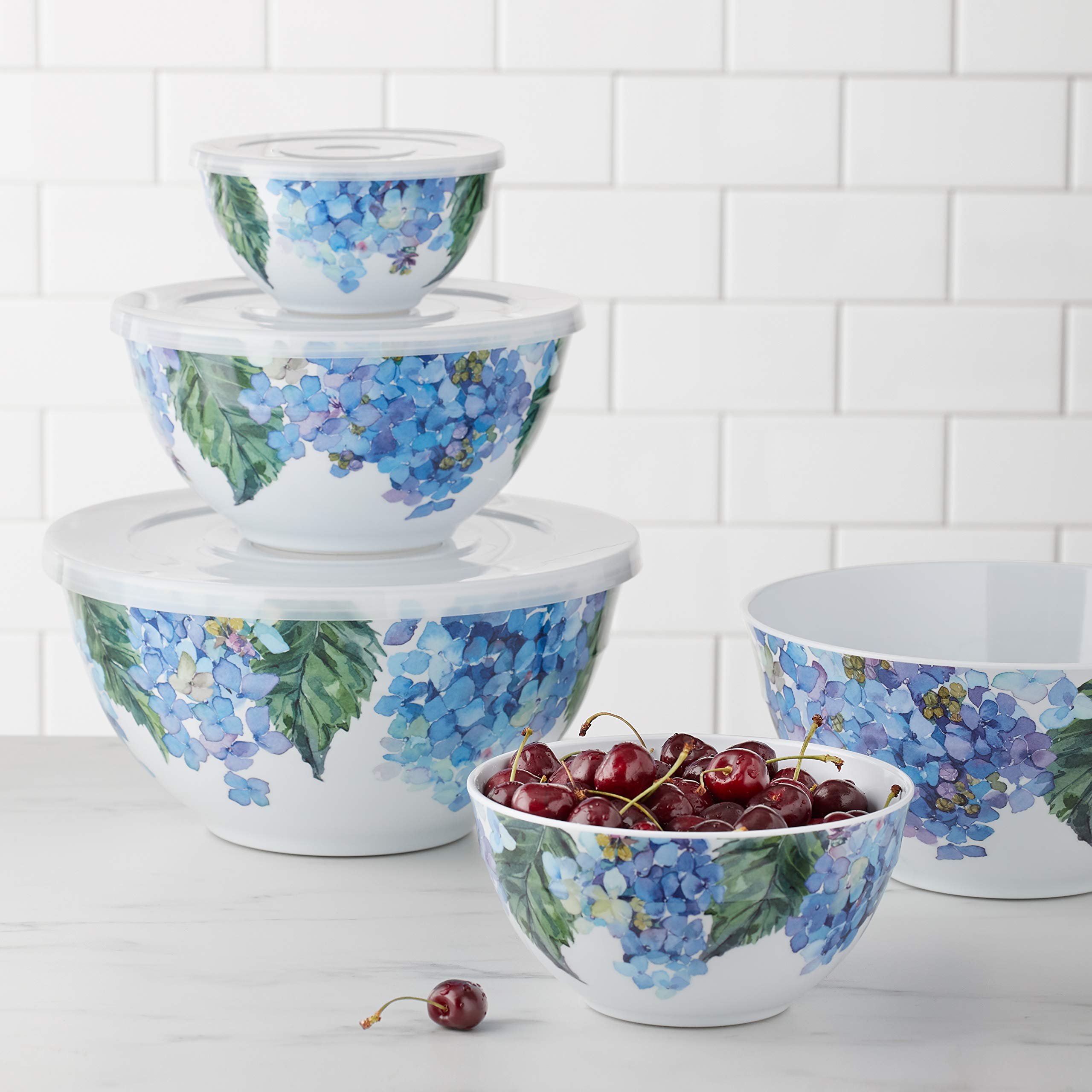 AmazonBasics 連蓋攪拌碗套裝｜Hydrangea Floral・10件組 · 圖片 4