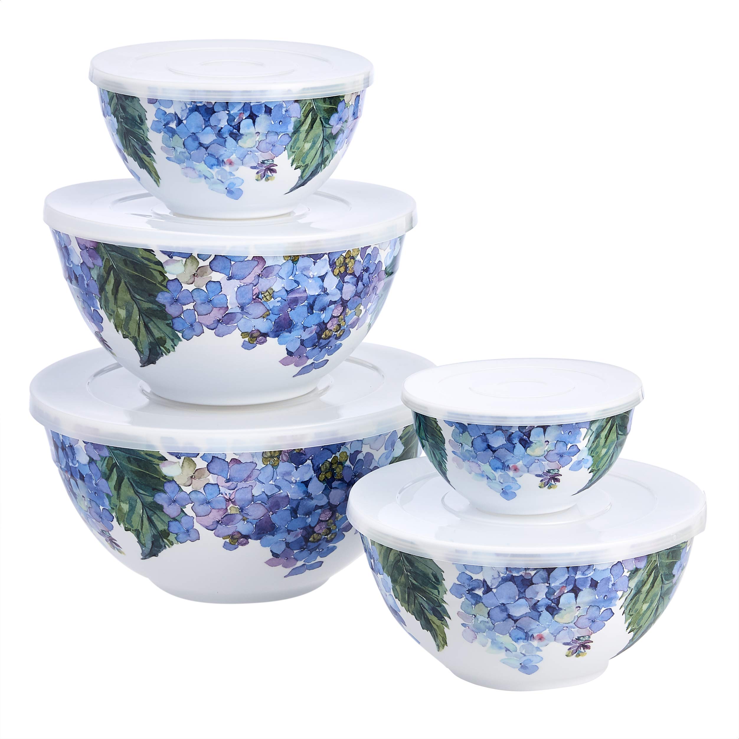 AmazonBasics 連蓋攪拌碗套裝|Hydrangea Floral・10件組
